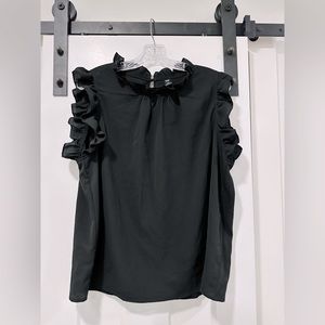 Black SHEIN ruffled neckline and sleeve top.